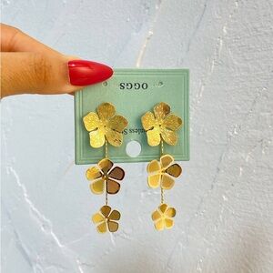 Gold Floral Drop Earrings